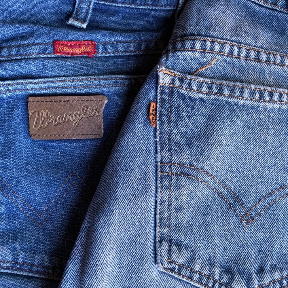 Vintage, orange tag, Levi's Women's slim ankle Jeans/  Vintage Wranglers cropped